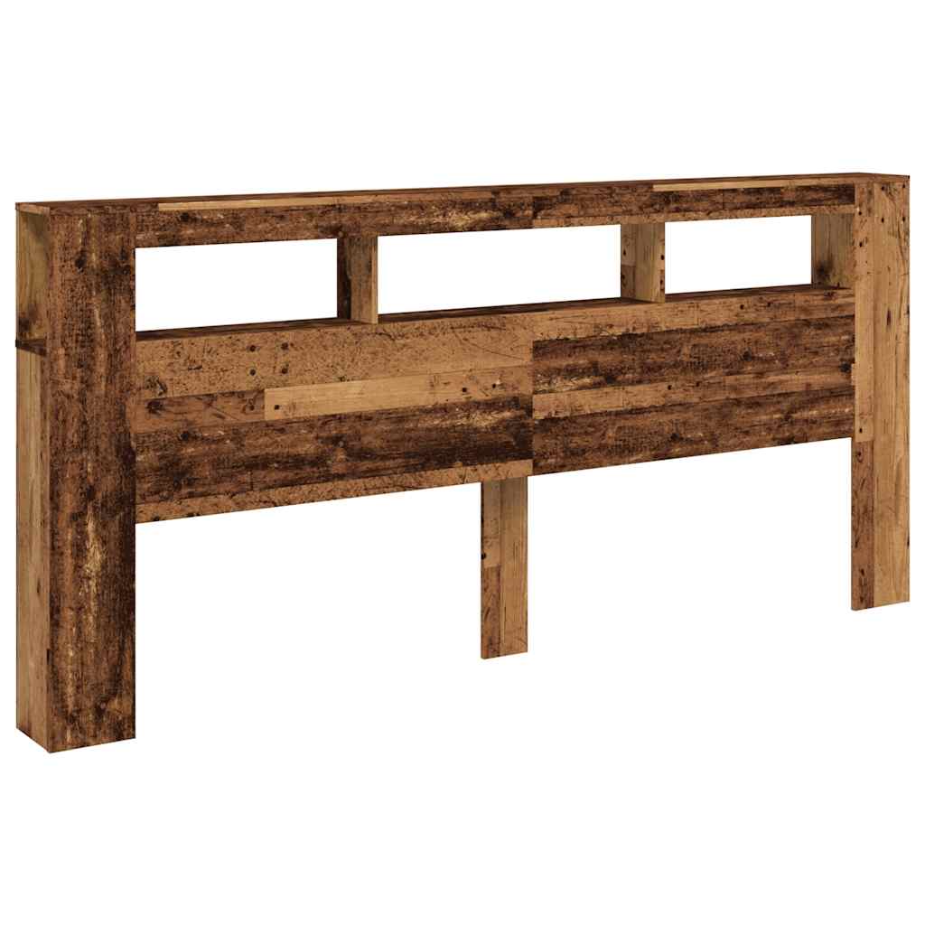 vidaXL LED Headboard Old Wood 220x18,5x103,5 cm Engineered Wood