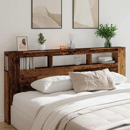 vidaXL LED Headboard Old Wood 220x18,5x103,5 cm Engineered Wood