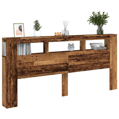 vidaXL LED Headboard Old Wood 220x18,5x103,5 cm Engineered Wood