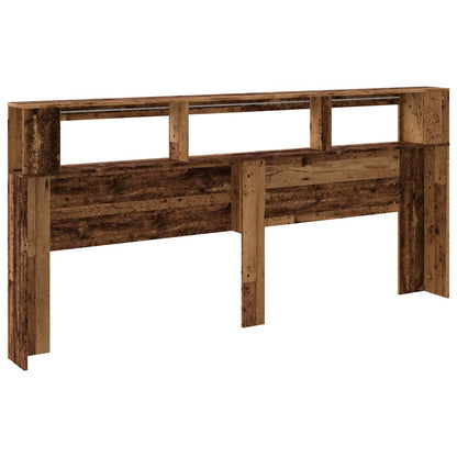 vidaXL LED Headboard Old Wood 220x18,5x103,5 cm Engineered Wood