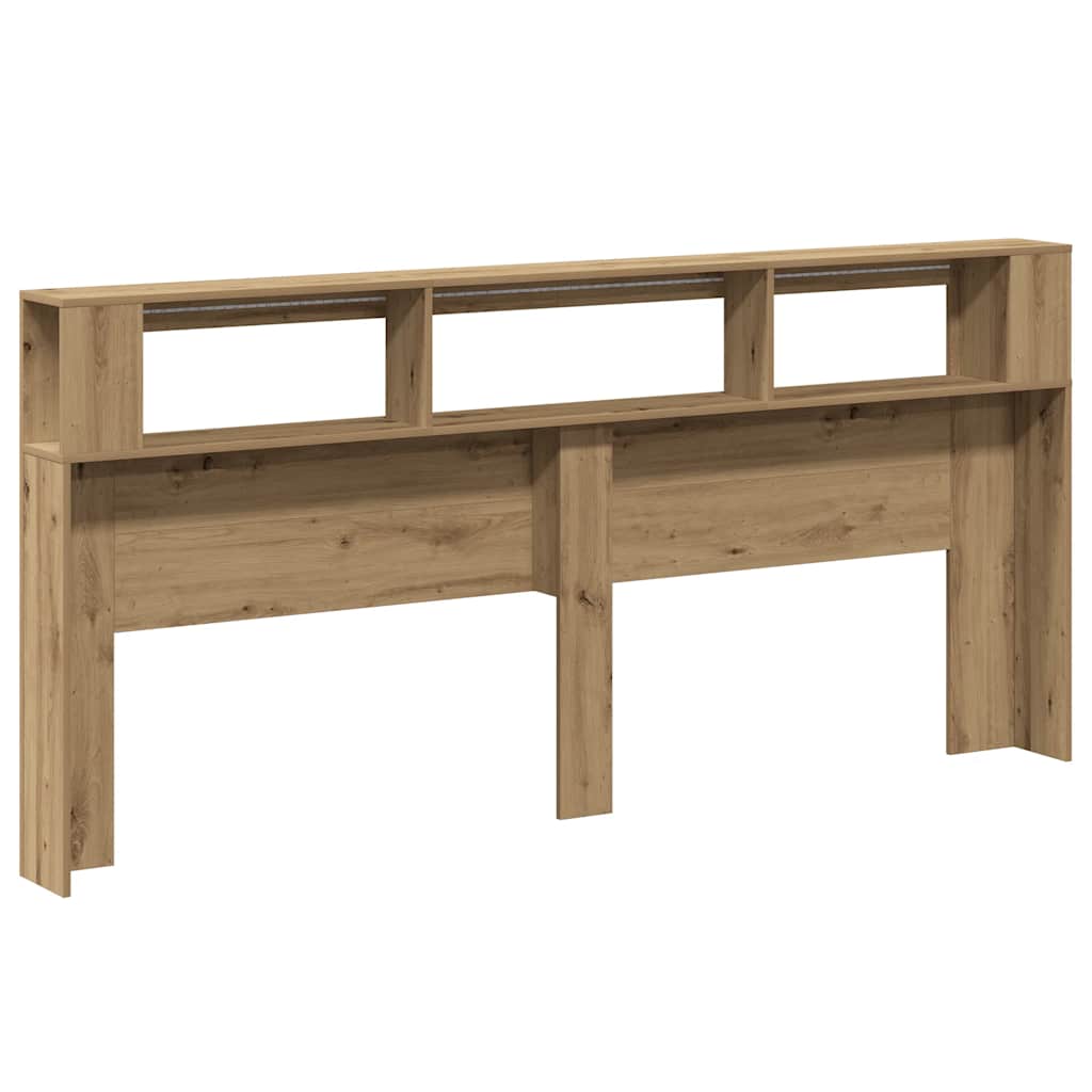 vidaXL LED Headboard Artisan Oak 220x18,5x103,5 cm Engineered Wood
