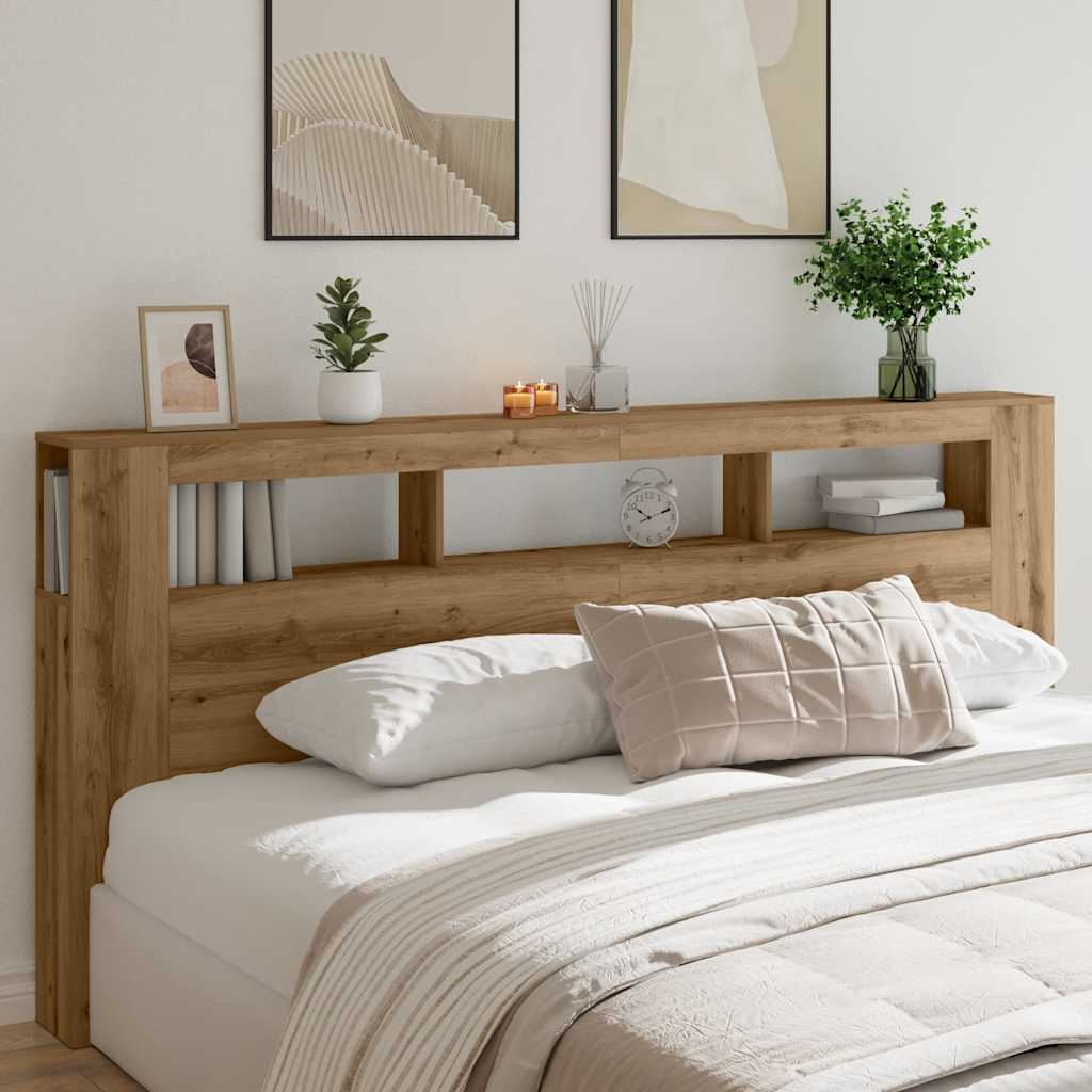 vidaXL LED Headboard Artisan Oak 220x18,5x103,5 cm Engineered Wood