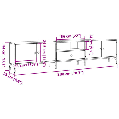 vidaXL TV Cabinet with Drawer Old Wood 200x25x44 cm Engineered Wood
