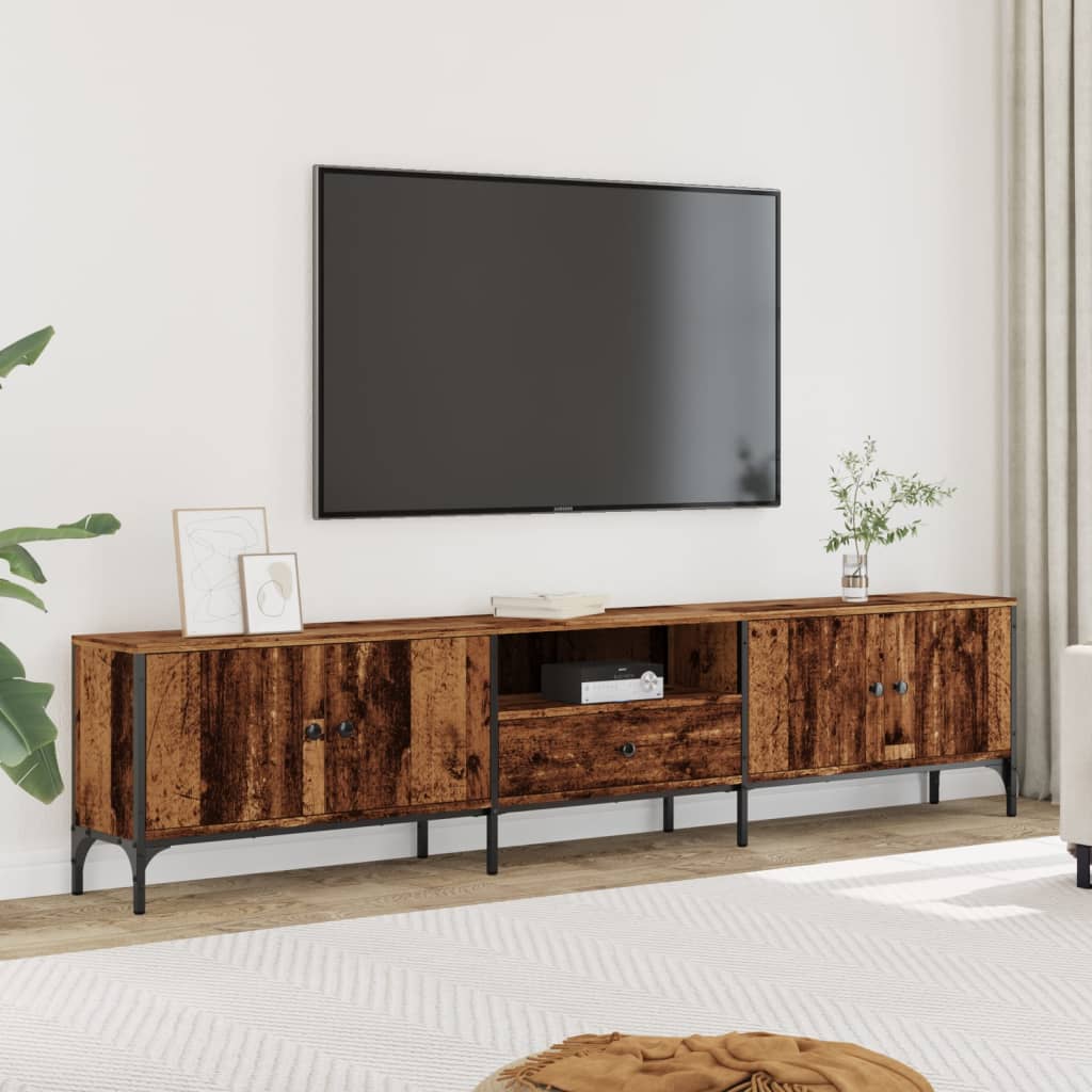 vidaXL TV Cabinet with Drawer Old Wood 200x25x44 cm Engineered Wood