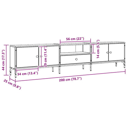 vidaXL TV Cabinet with Drawer Artisan Oak 200x25x44 cm Engineered Wood