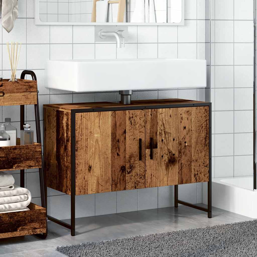 vidaXL Bathroom Sink Cabinet Old Wood 80x33x60 cm Engineered Wood