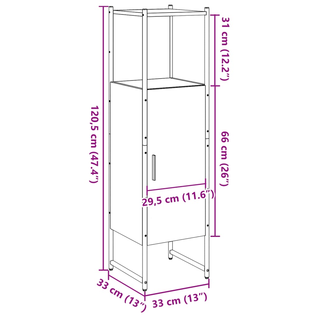 vidaXL Bathroom Cabinet Old Wood 33x33x120,5 cm Engineered Wood
