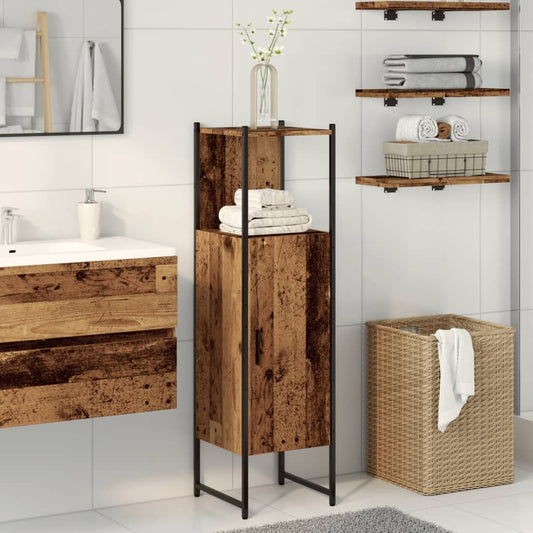 vidaXL Bathroom Cabinet Old Wood 33x33x120.5 cm Engineered Wood