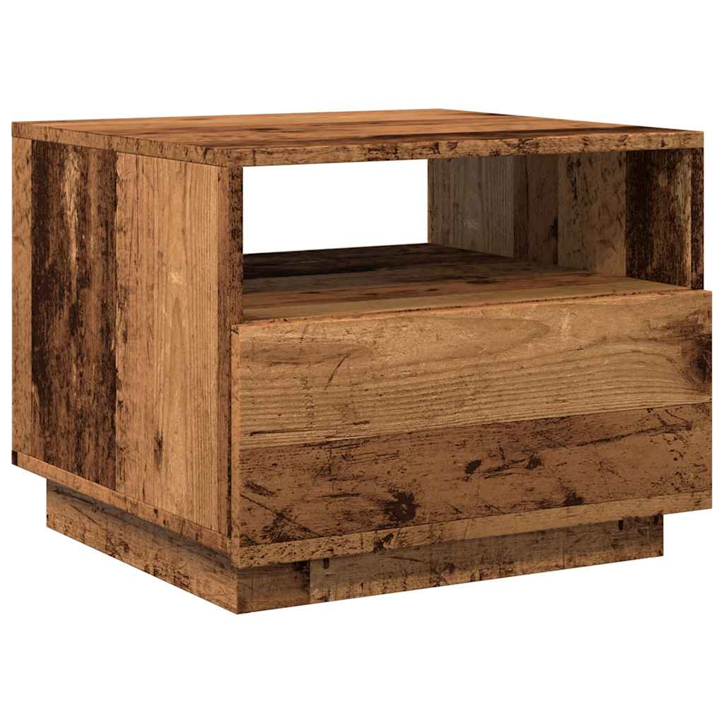 vidaXL Coffee Table with LED Lights Old Wood 50x49x40 cm
