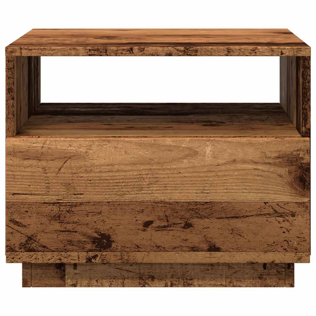 vidaXL Coffee Table with LED Lights Old Wood 50x49x40 cm