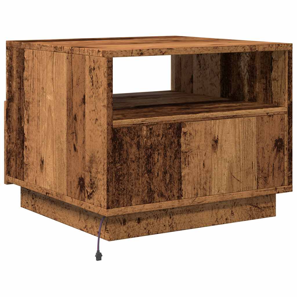 vidaXL Coffee Table with LED Lights Old Wood 50x49x40 cm