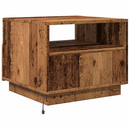 vidaXL Coffee Table with LED Lights Old Wood 50x49x40 cm