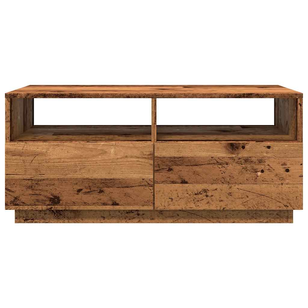 vidaXL Coffee Table with LED Lights Old Wood 90x49x40 cm