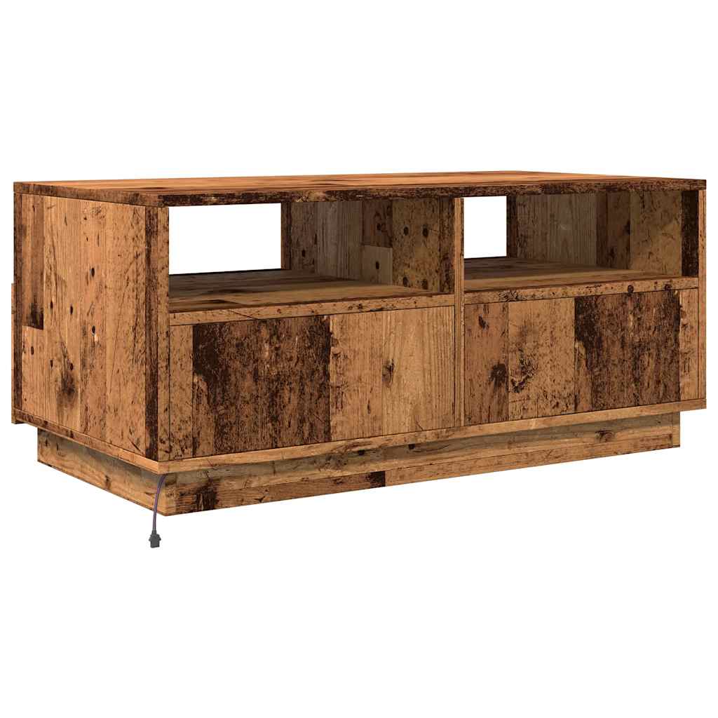 vidaXL Coffee Table with LED Lights Old Wood 90x49x40 cm