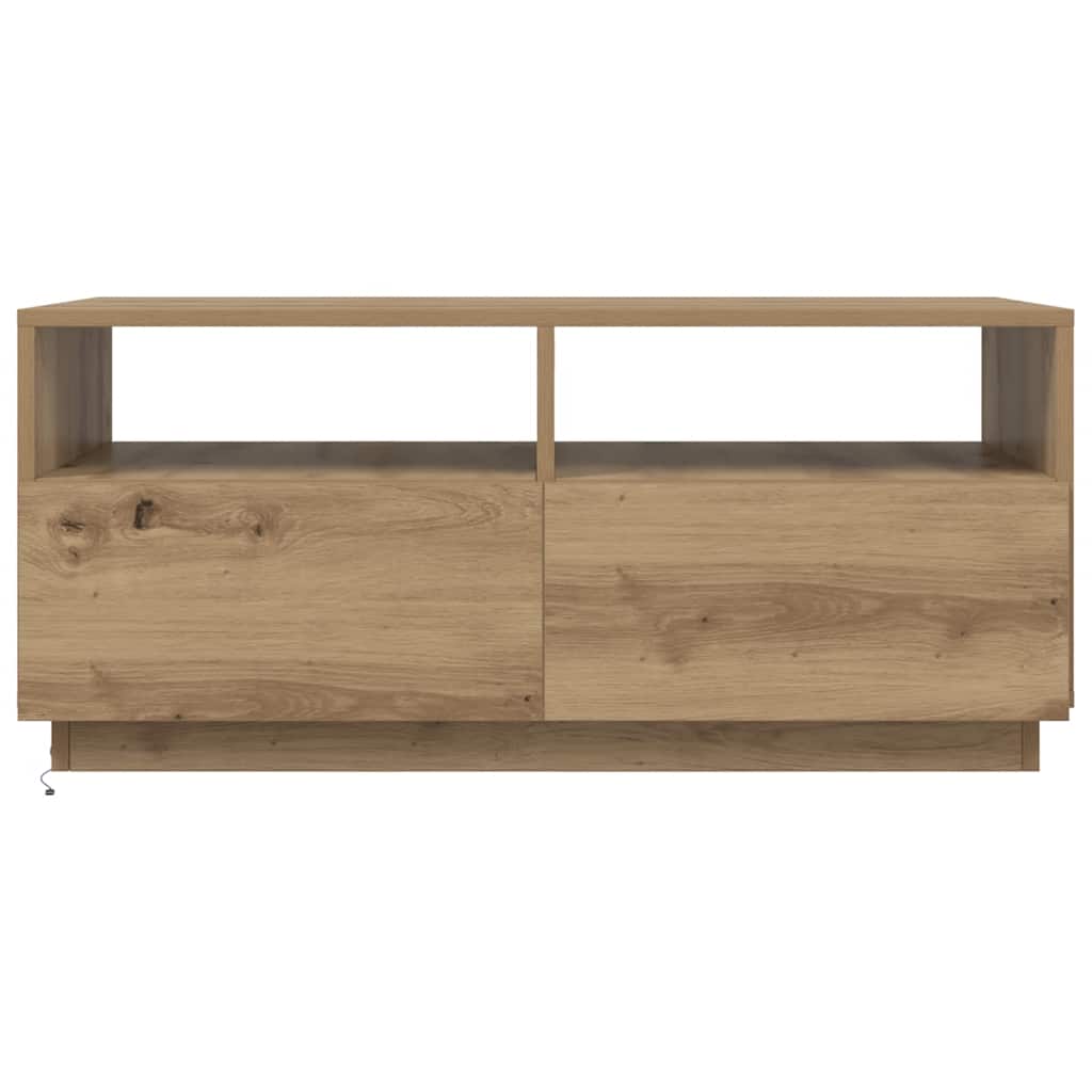 vidaXL Coffee Table with LED Lights Artisan Oak 90x49x40 cm