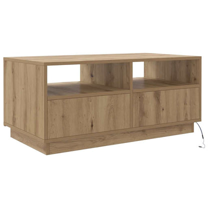vidaXL Coffee Table with LED Lights Artisan Oak 90x49x40 cm