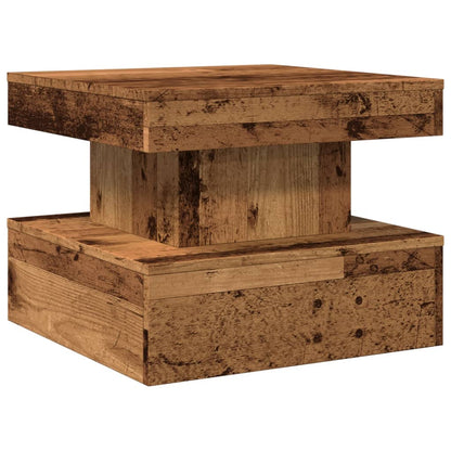 vidaXL Coffee Table with LED Lights Old Wood 50x50x40 cm
