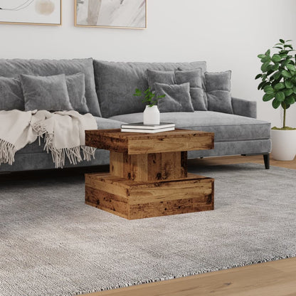 vidaXL Coffee Table with LED Lights Old Wood 50x50x40 cm