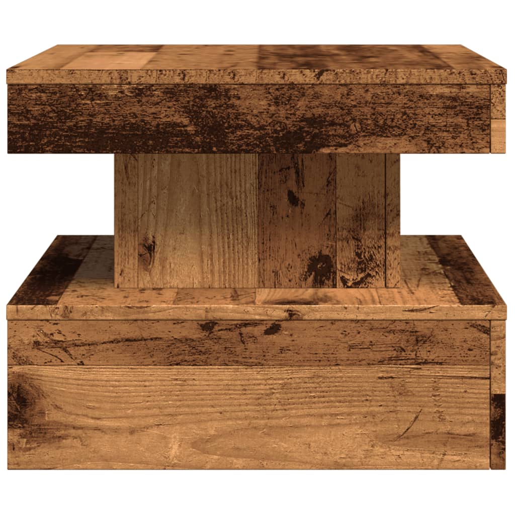 vidaXL Coffee Table with LED Lights Old Wood 50x50x40 cm