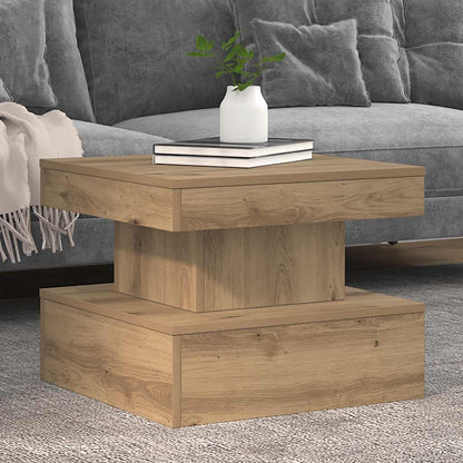 vidaXL Coffee Table with LED Lights Artisian Oak 50x50x40 cm