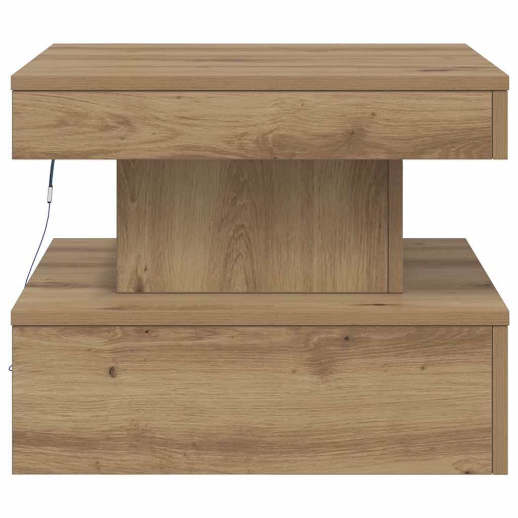 vidaXL Coffee Table with LED Lights Artisian Oak 50x50x40 cm