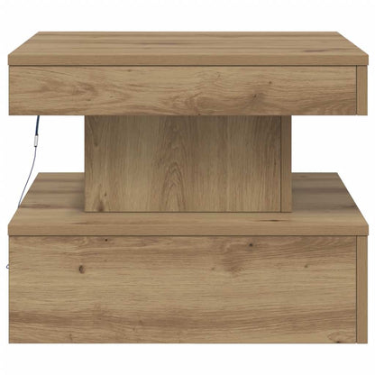 vidaXL Coffee Table with LED Lights Artisian Oak 50x50x40 cm