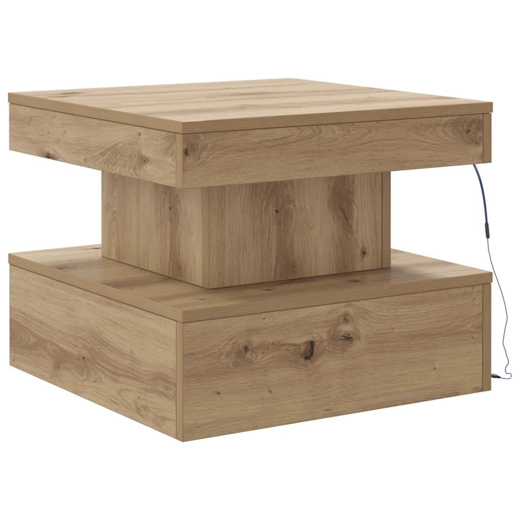 vidaXL Coffee Table with LED Lights Artisian Oak 50x50x40 cm