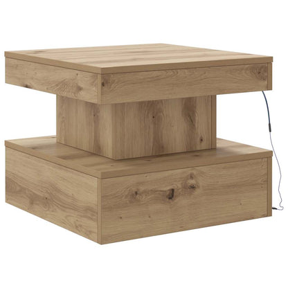 vidaXL Coffee Table with LED Lights Artisian Oak 50x50x40 cm