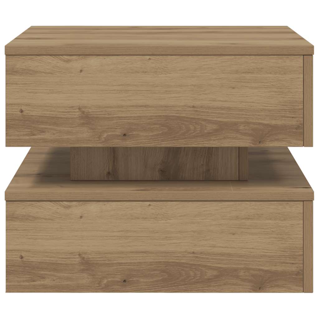 vidaXL Coffee Table with LED Lights Artisian Oak 50x50x40 cm