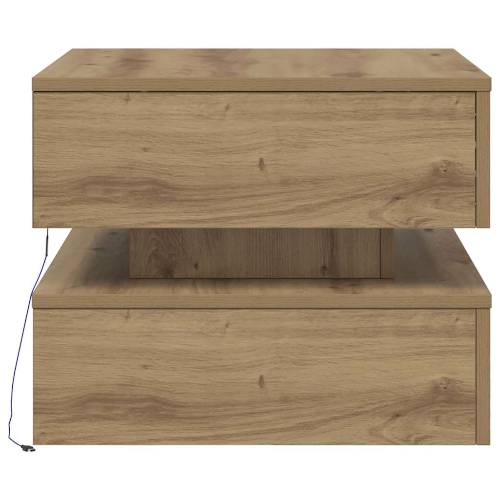 vidaXL Coffee Table with LED Lights Artisian Oak 50x50x40 cm