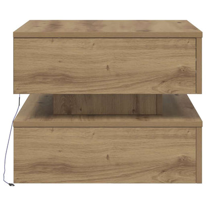 vidaXL Coffee Table with LED Lights Artisian Oak 50x50x40 cm