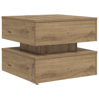 vidaXL Coffee Table with LED Lights Artisian Oak 50x50x40 cm