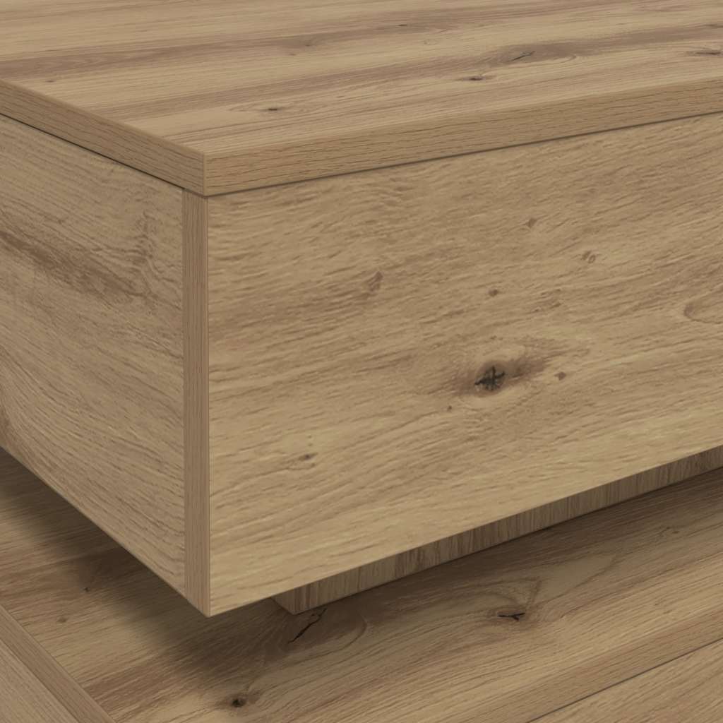 vidaXL Coffee Table with LED Lights Artisian Oak 50x50x40 cm
