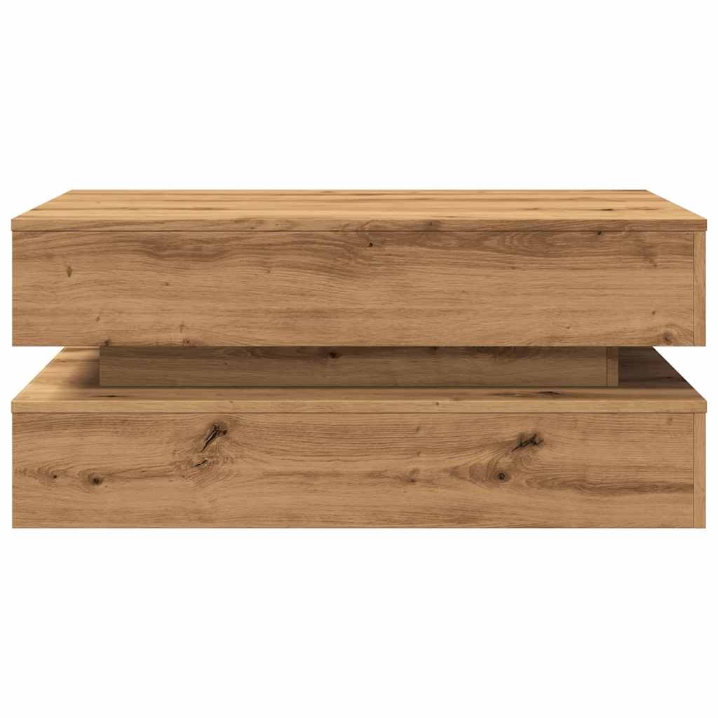 vidaXL Coffee Table with LED Lights Artisian Oak 90x50x40 cm