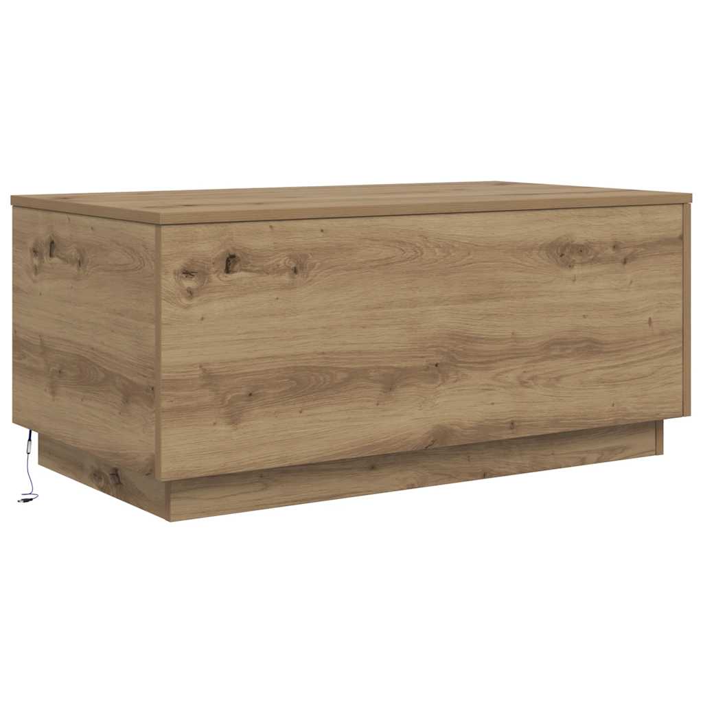 vidaXL Coffee Table with LED Lights Artisan Oak 90x50x40 cm
