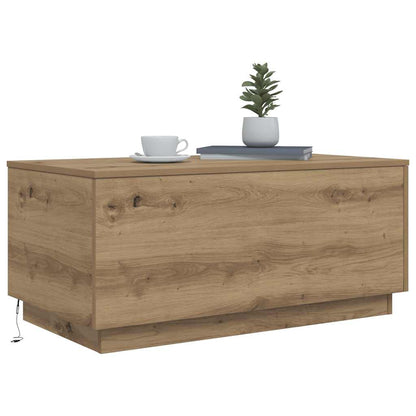 vidaXL Coffee Table with LED Lights Artisan Oak 90x50x40 cm