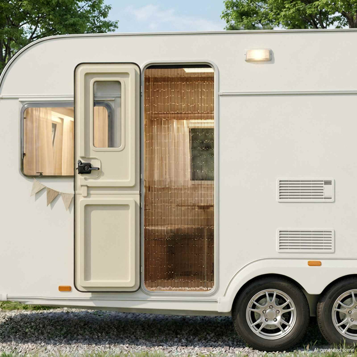 vidaXL Insect Door Curtain for Campervan Dark Grey 56x185 cm Bamboo