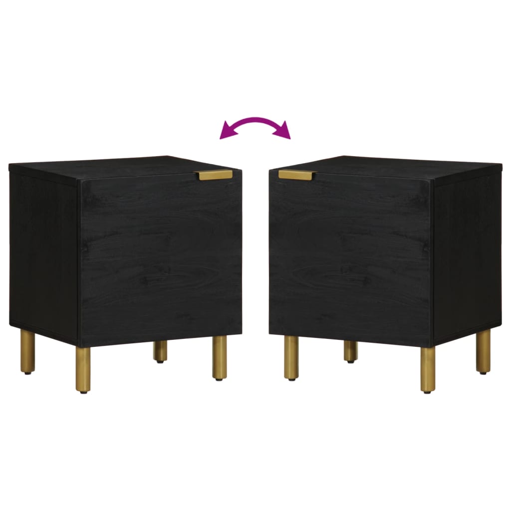 vidaXL Bedside Cabinet Black 40x33x46 cm Solid Wood Mango