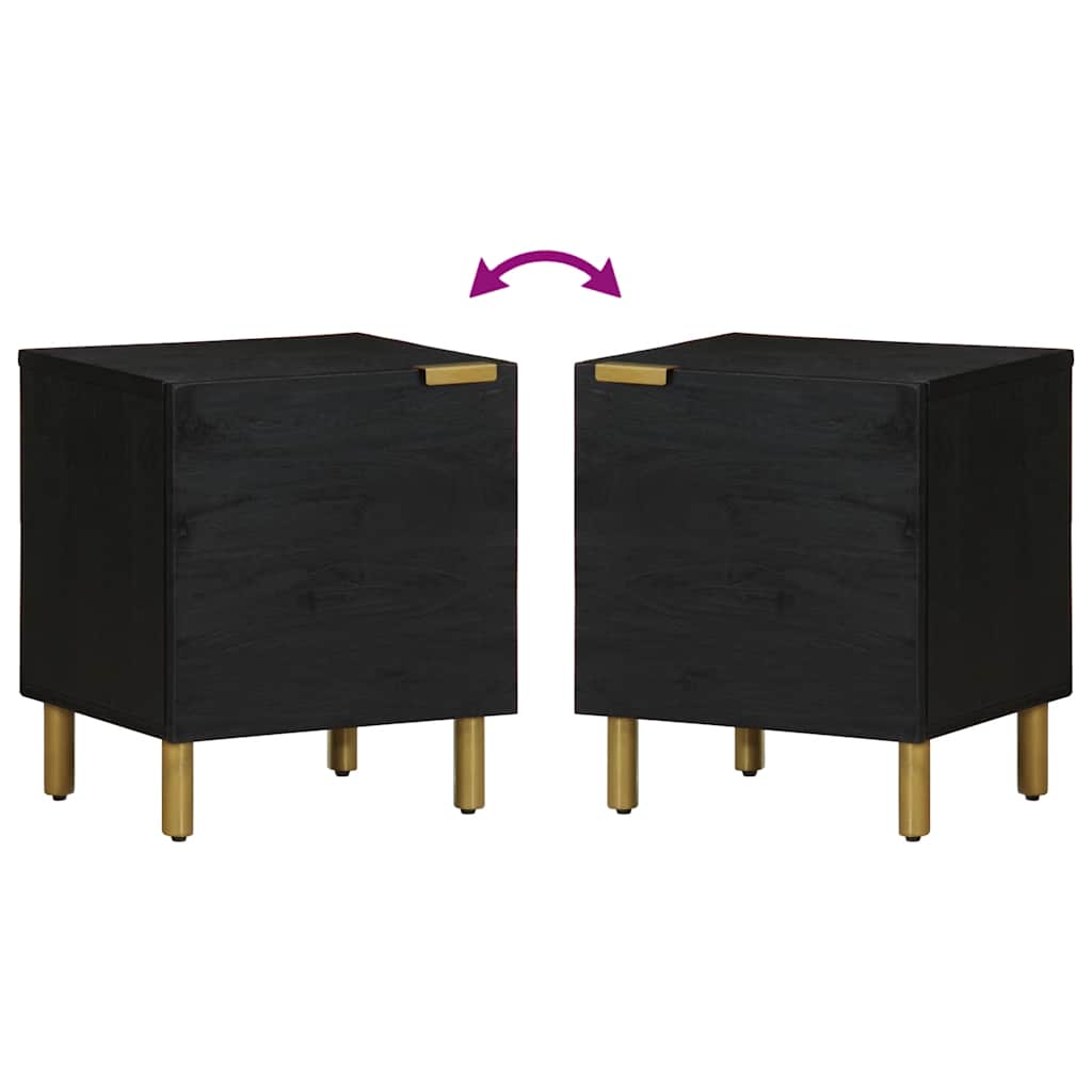 vidaXL Bedside Cabinet Black 40x33x46 cm Solid Wood Mango
