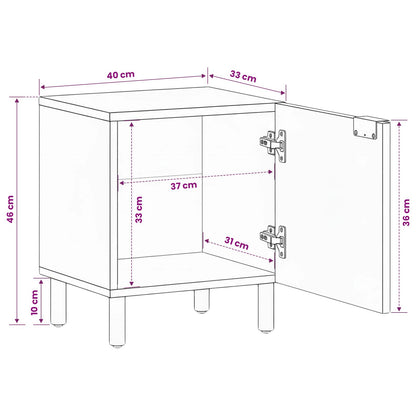 vidaXL Bedside Cabinet 2 pcs Black 40x33x46 cm Solid Wood Mango
