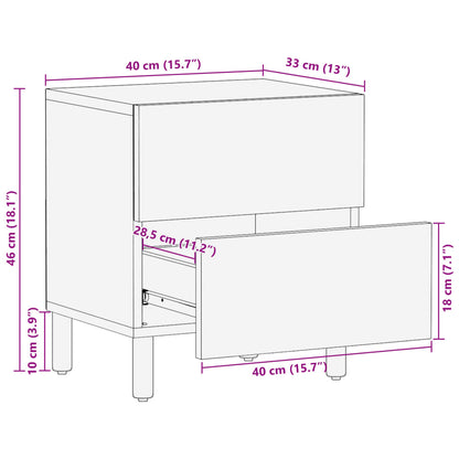 vidaXL Bedside Cabinet Black 40x33x46 cm Solid Wood Mango