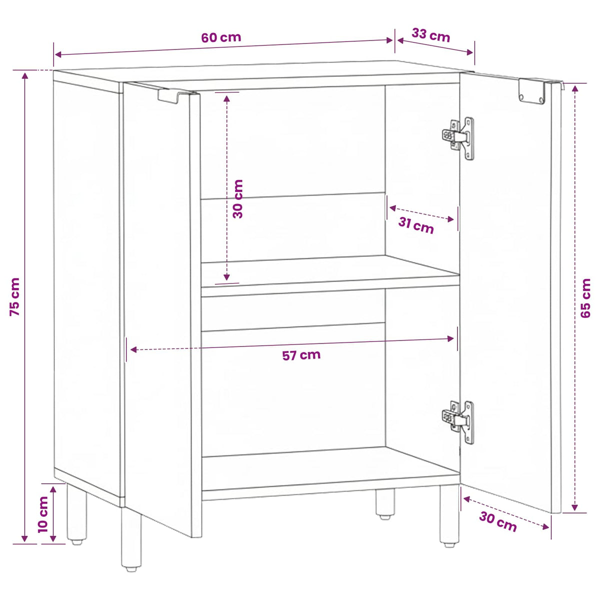 vidaXL Sideboard Black 60x33x75 cm Engineered Wood