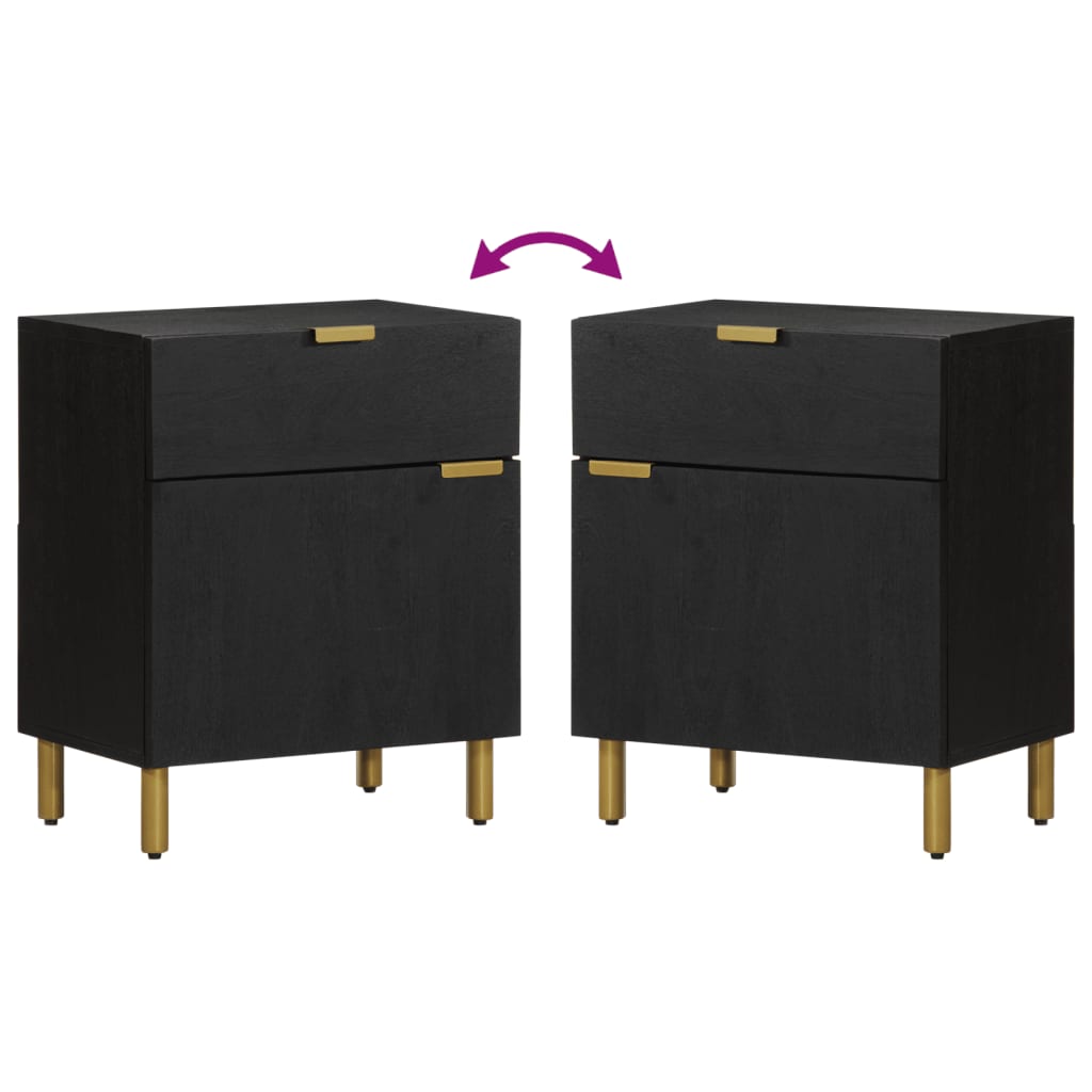 vidaXL Bedside Cabinet Black 50x33x60 cm Engineered Wood