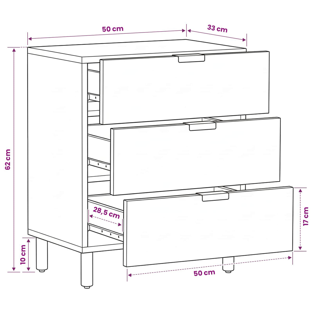 vidaXL Bedside Cabinet Black 50x33x62 cm Engineered Wood