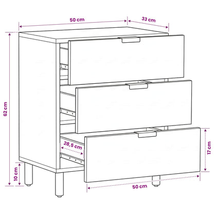 vidaXL Bedside Cabinet Black 50x33x62 cm Engineered Wood
