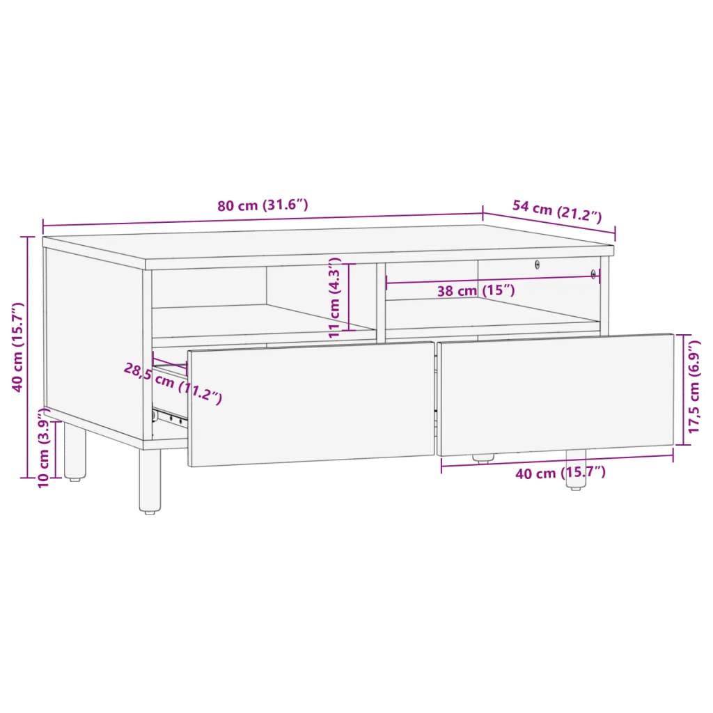 vidaXL Coffee Table Black 80x54x40 cm Engineered Wood
