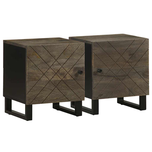vidaXL Bedside Cabinets 2 pcs Black 40x33x46 cm Solid Wood Mango
