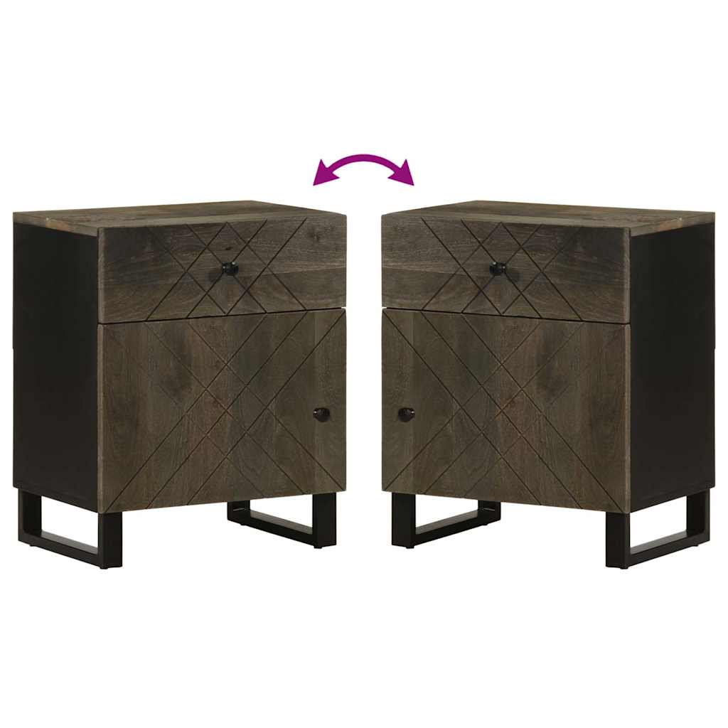vidaXL Bedside Cabinet Black 50x33x60 cm Solid Wood Mango