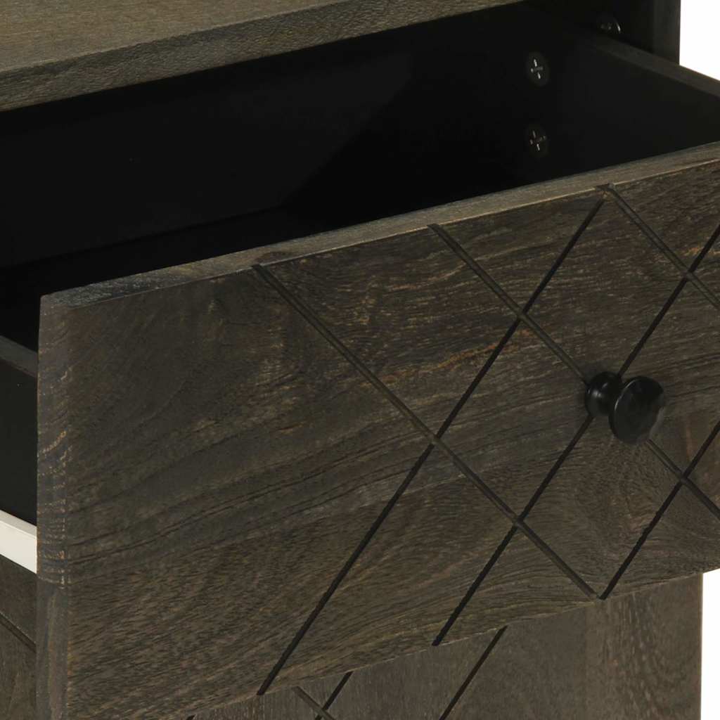vidaXL Bedside Cabinet Black 50x33x60 cm Solid Wood Mango