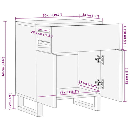 vidaXL Bedside Cabinet Black 50x33x60 cm Solid Wood Mango
